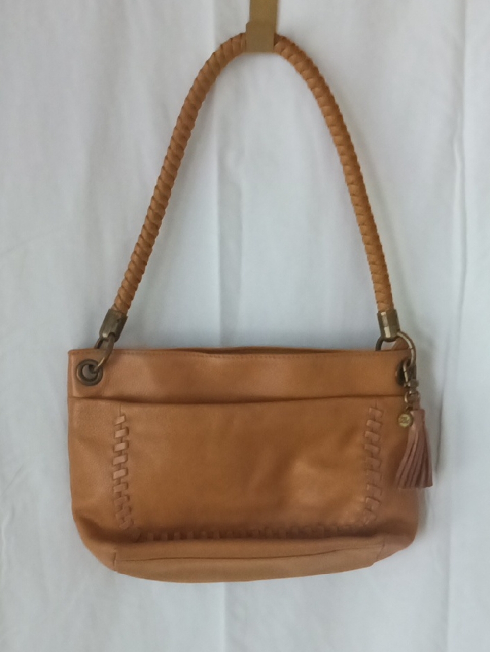 The Sak Camel Leather Shoulder Bag with Braided Strap